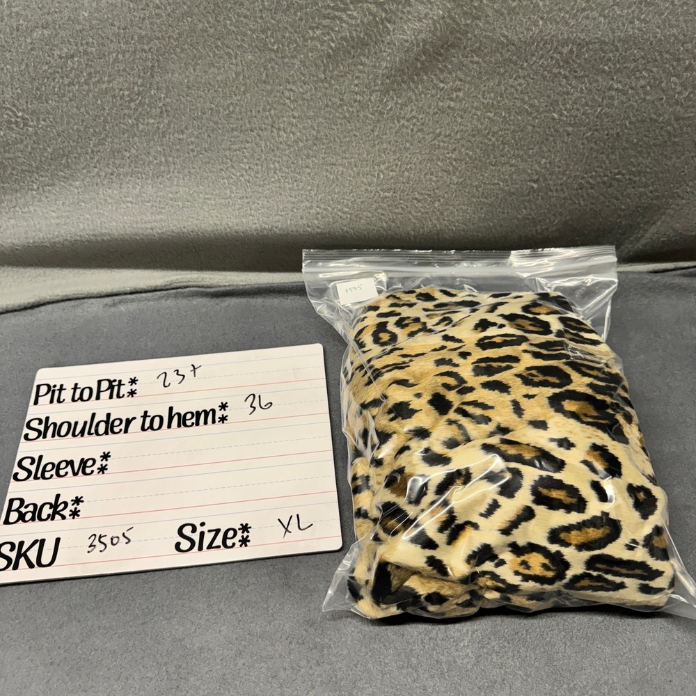 Chico's Vest Womens XL Faux Fur Open Jacket Long Comfy Leopard Print Side Slits - Picture 10 of 10